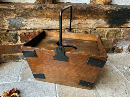 vintage english treen wooden housemaid tidy box crate organiser cleaning