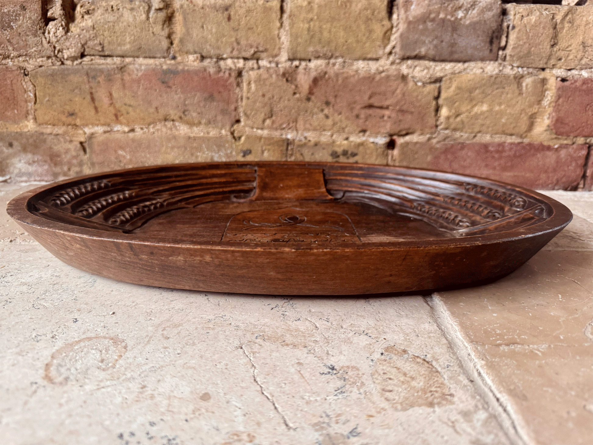 rare vintage french large deep carved wooden treen bread platter plate pain quotidien daily bread