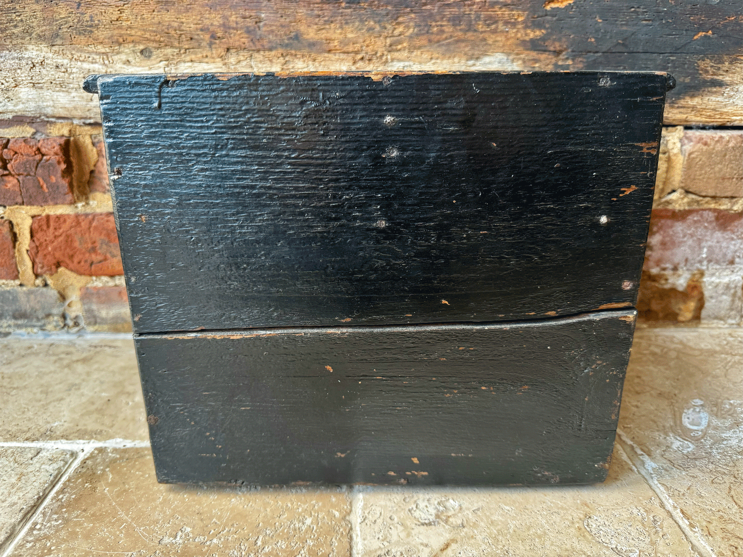 vintage small bank chest drawers tabletop desk tidy black shabby chic timeworn interior decor