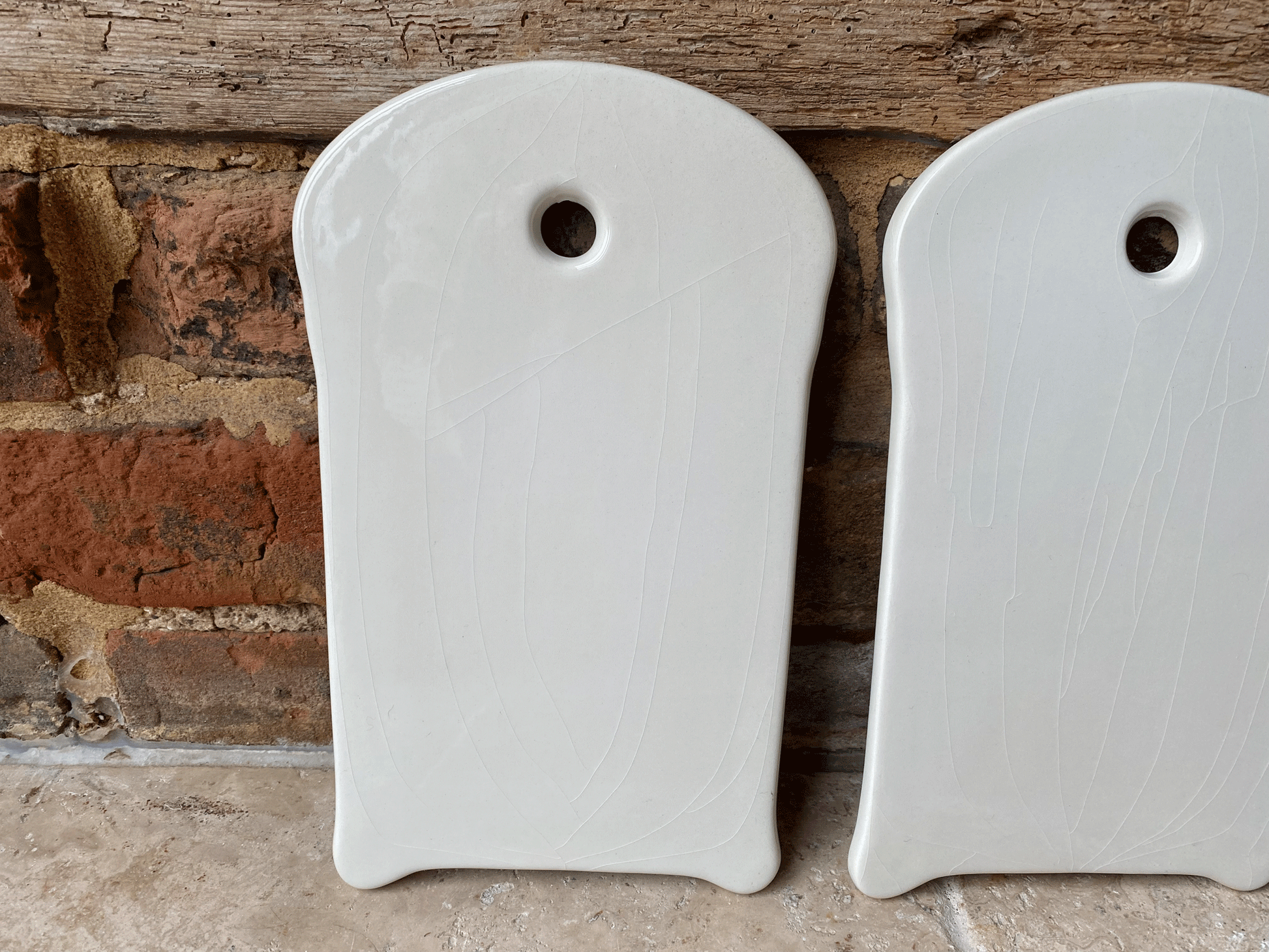 vintage belgian plain white ironstone cutting onion board boch