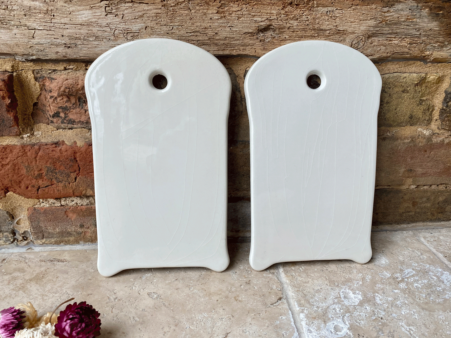 vintage belgian plain white ironstone cutting onion board boch