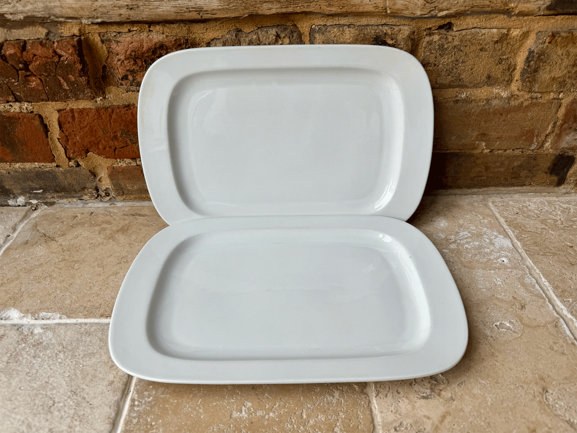 large vintage white ironstone czechoslovakian rectangular serving platter dish