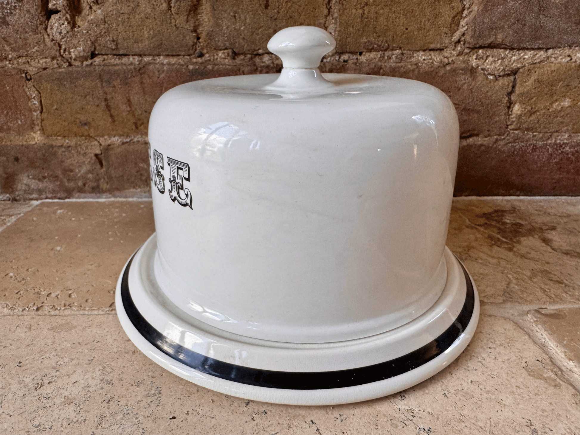 large vintage white ironstone burleigh cheese dome dish cloche 
