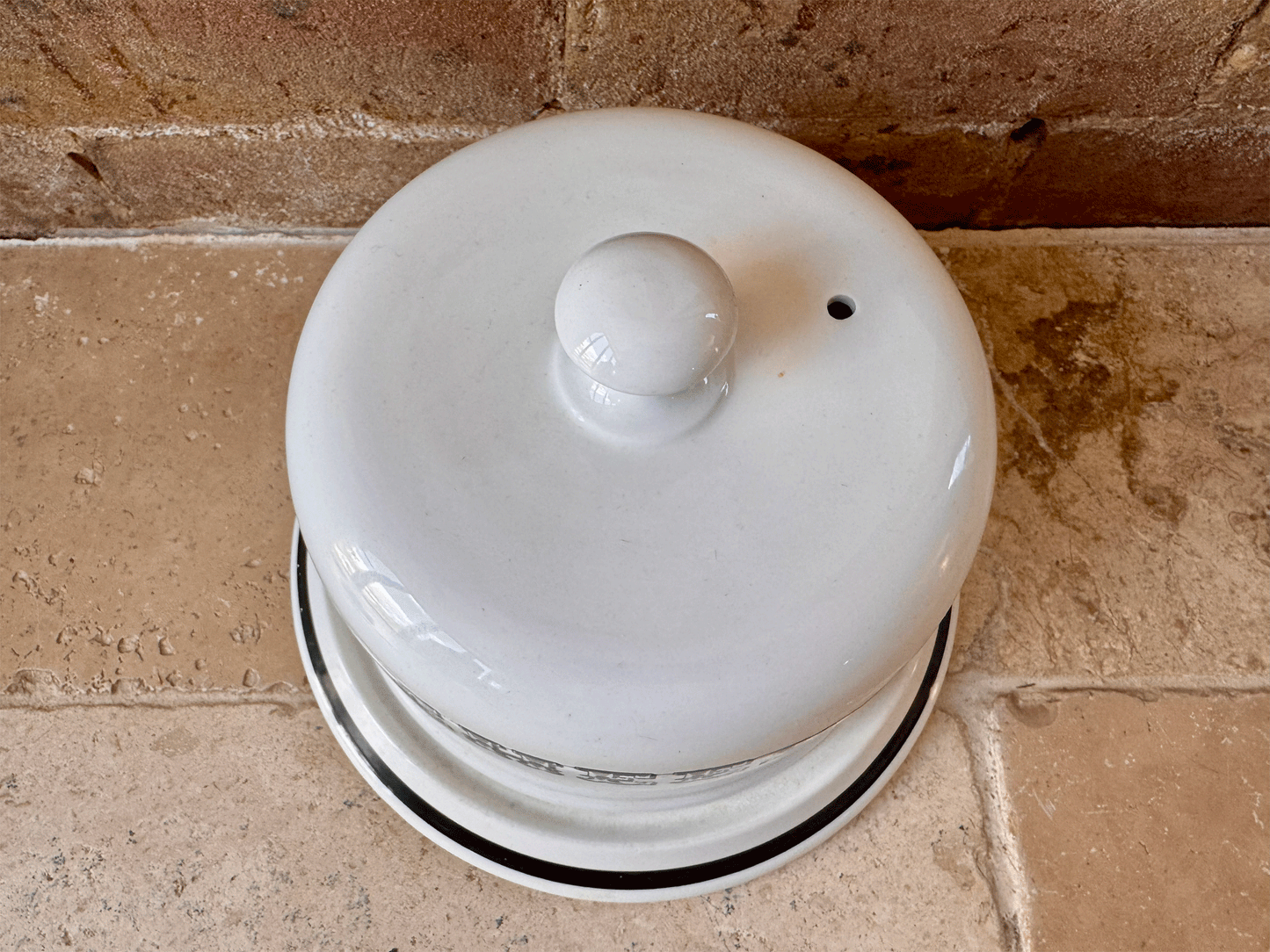 large vintage white ironstone burleigh cheese dome dish cloche 