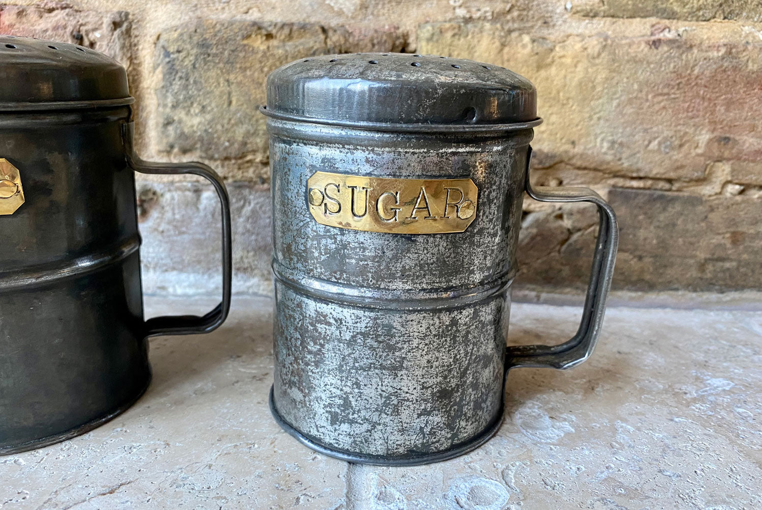 vintage tin flour sugar canister shaker sifter