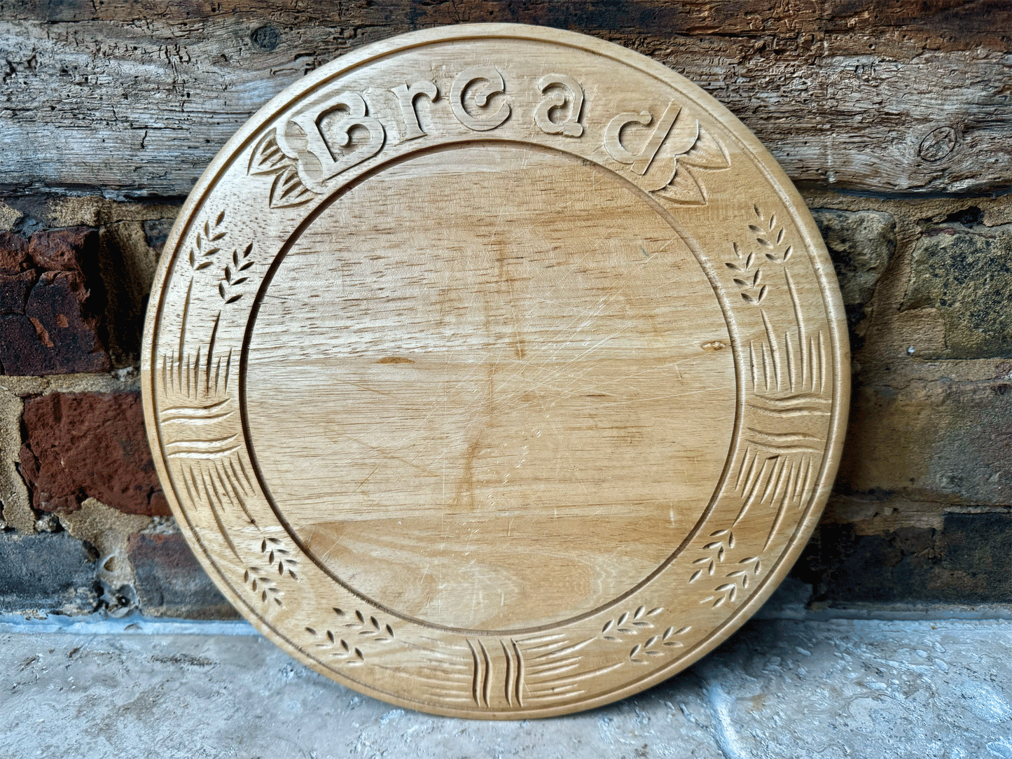 vintage mid century carved motto breadboard