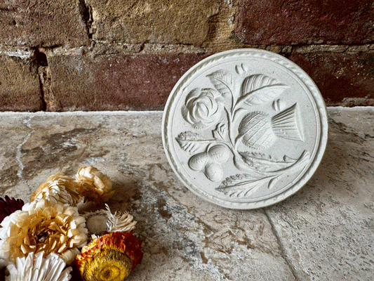 vintage english stoneware carved butter stamp mould english irish scottish union shamrock clover thistle rose wedding union gift