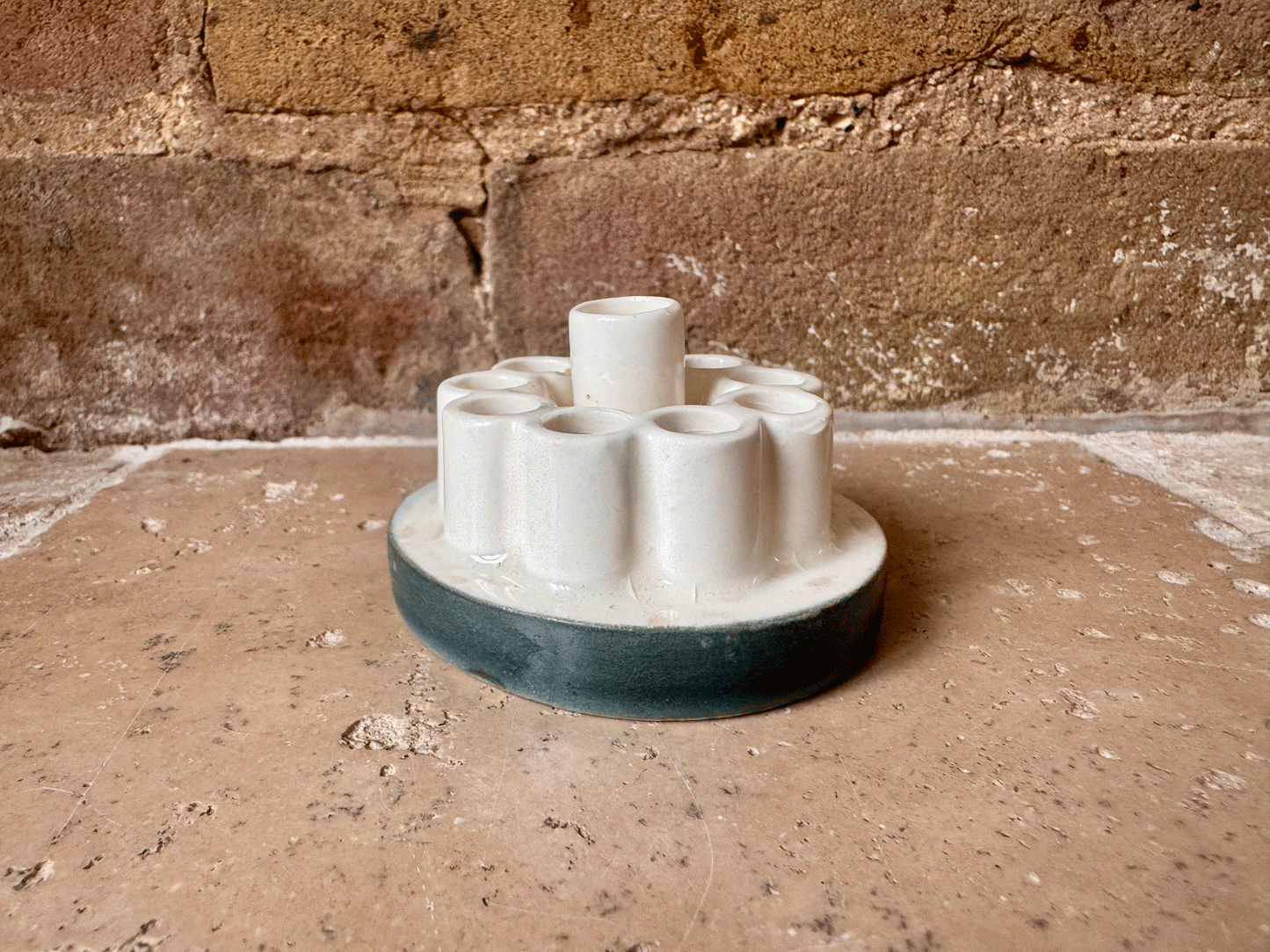vintage english whiteware ceramic ironstone flower frog decorative shelf flower display
