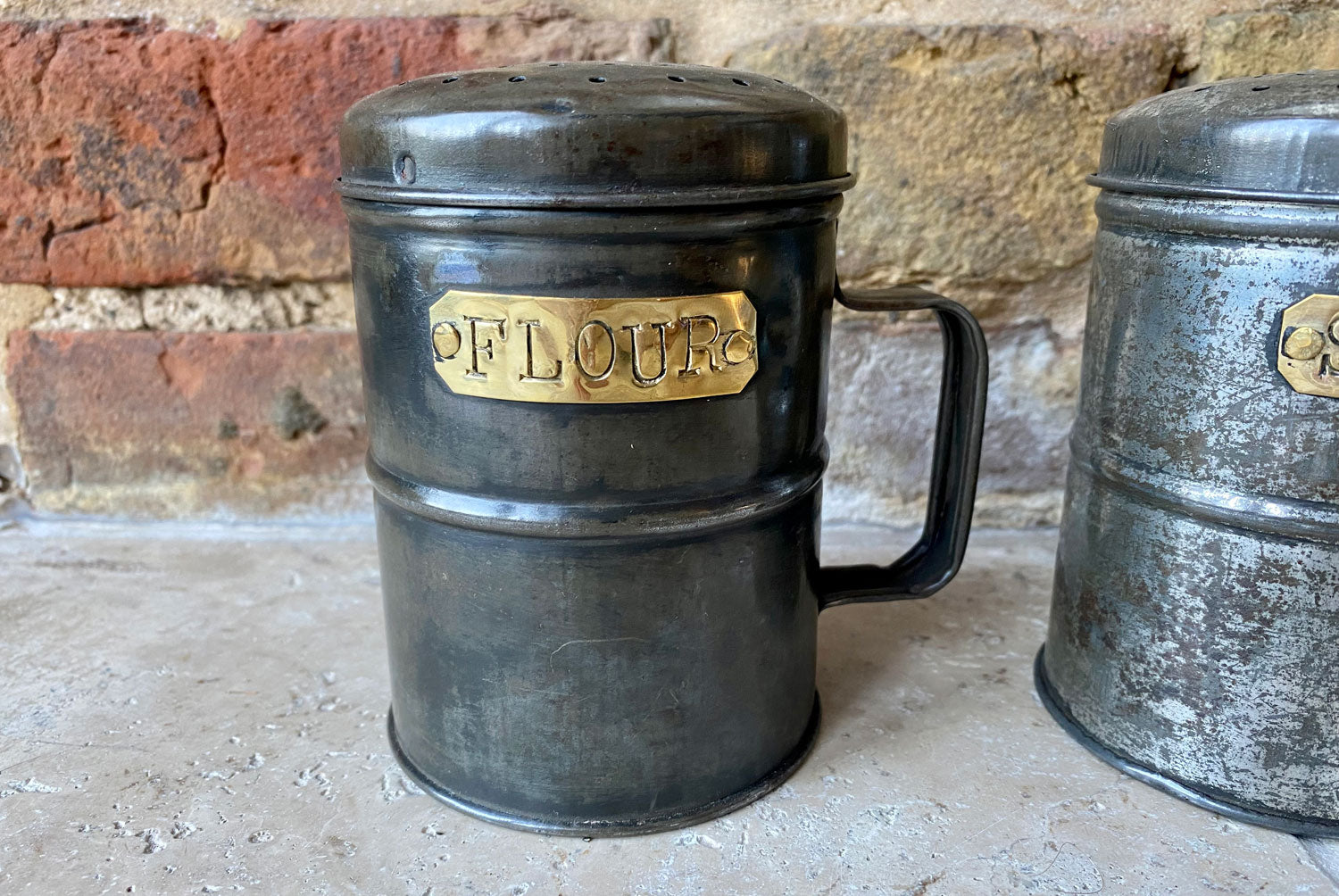 vintage tin flour sugar canister shaker sifter