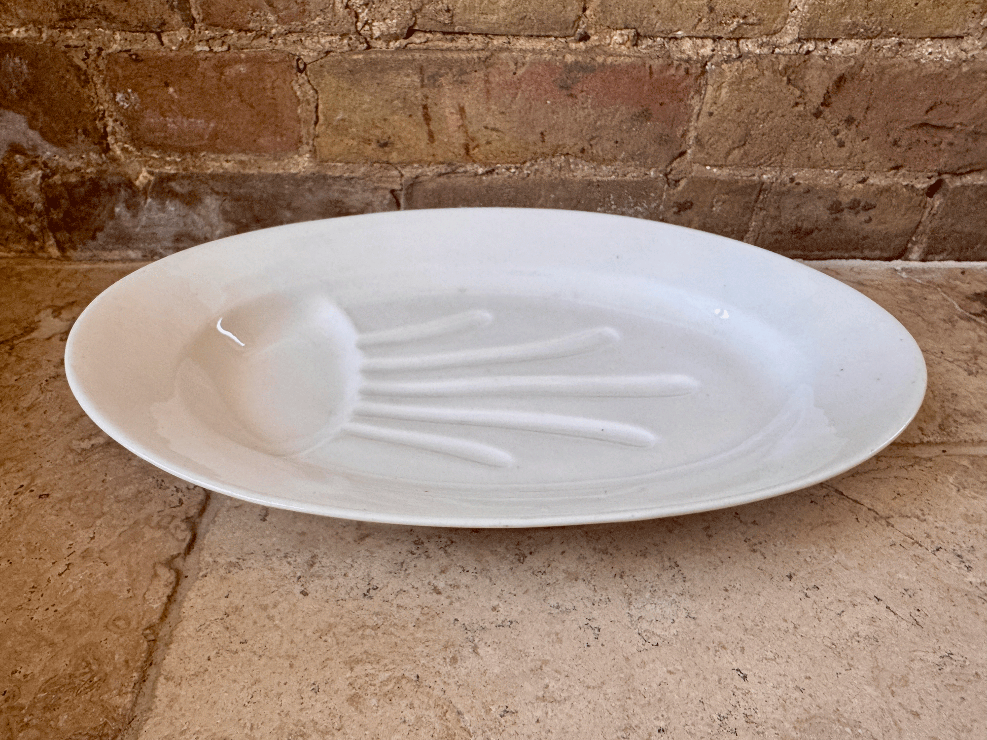 large vintage plain white ironstone carving platter meat plate