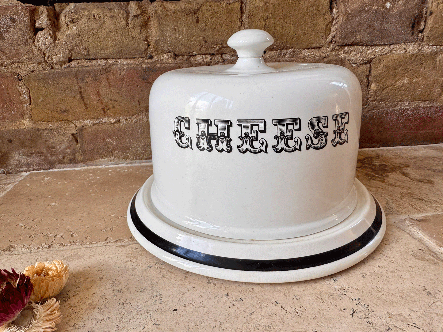 large vintage white ironstone burleigh cheese dome dish cloche 