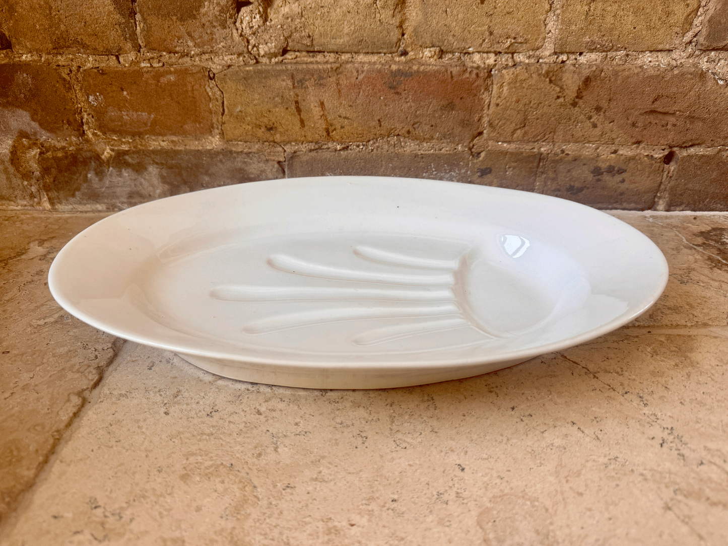large vintage plain white ironstone carving platter meat plate