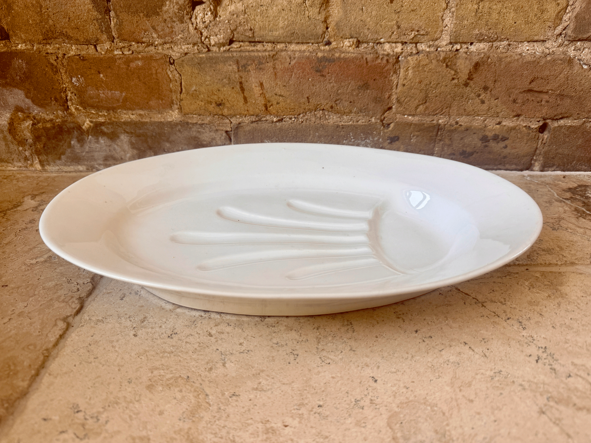large vintage plain white ironstone carving platter meat plate