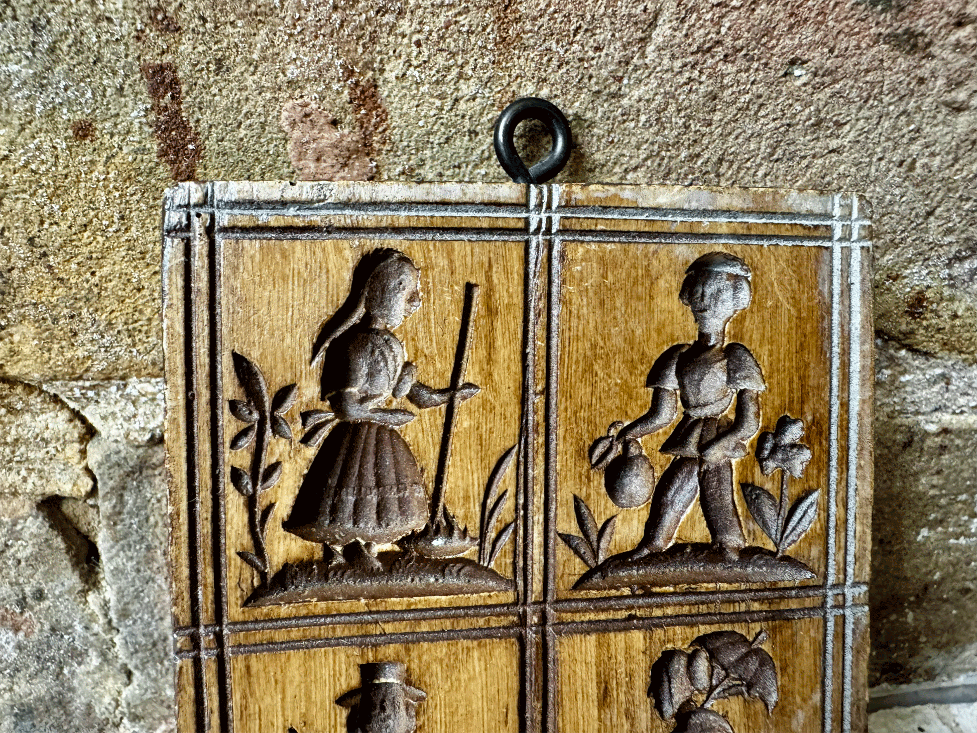 vintage european german carved biscuit sugar mould old fashioned 19th century family