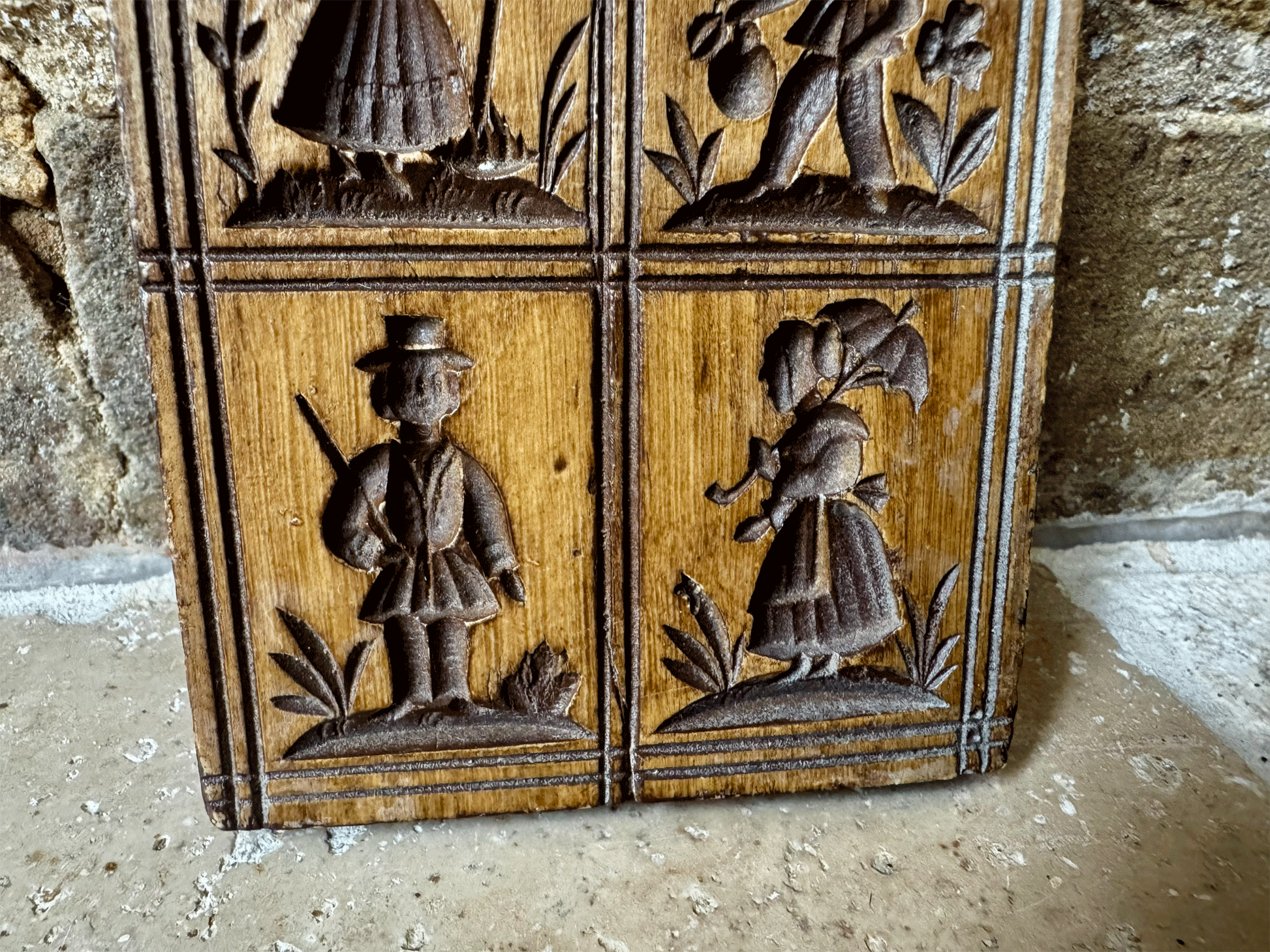 vintage european german carved biscuit sugar mould old fashioned 19th century family
