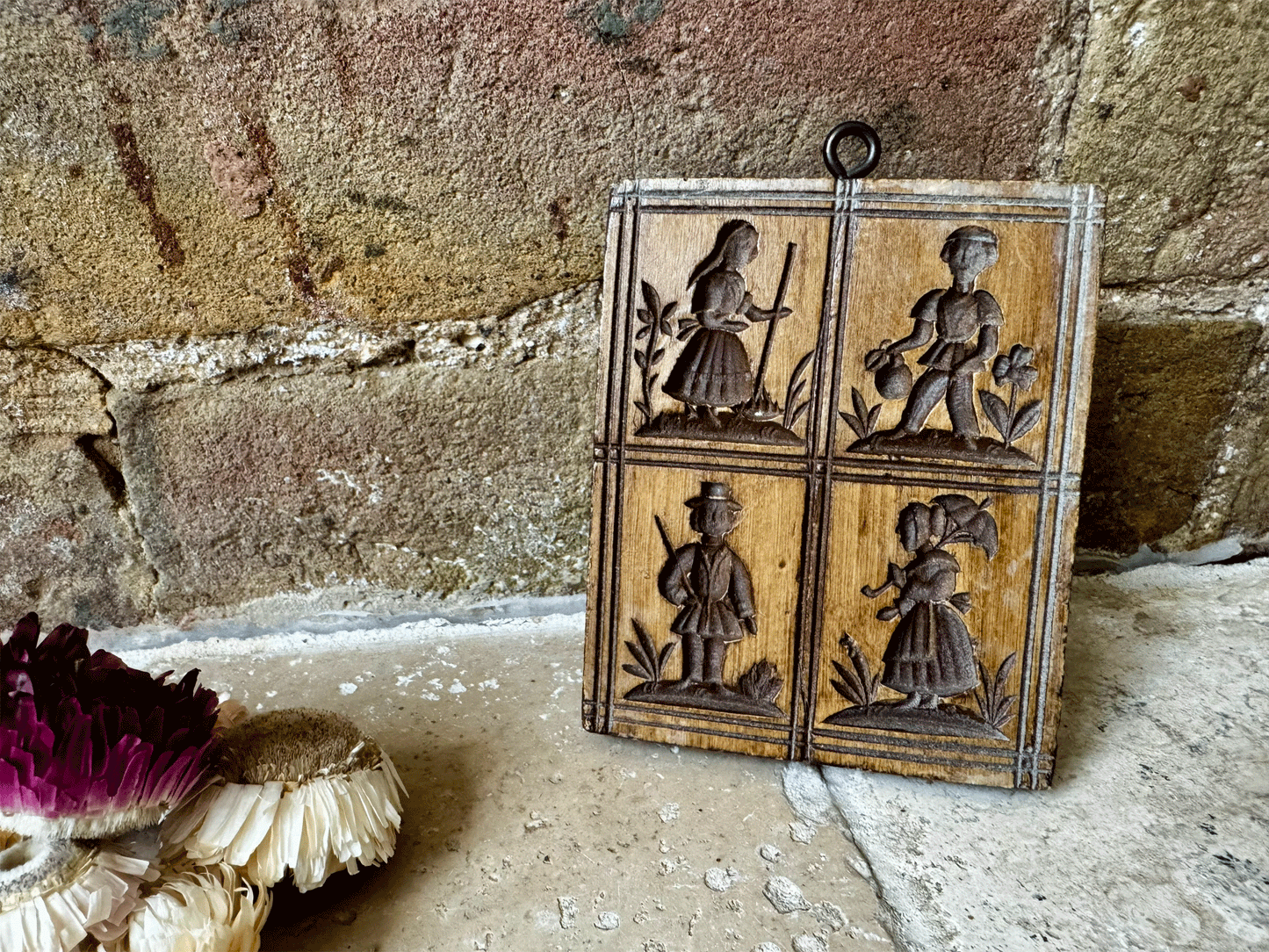 vintage european german carved biscuit sugar mould old fashioned 19th century family