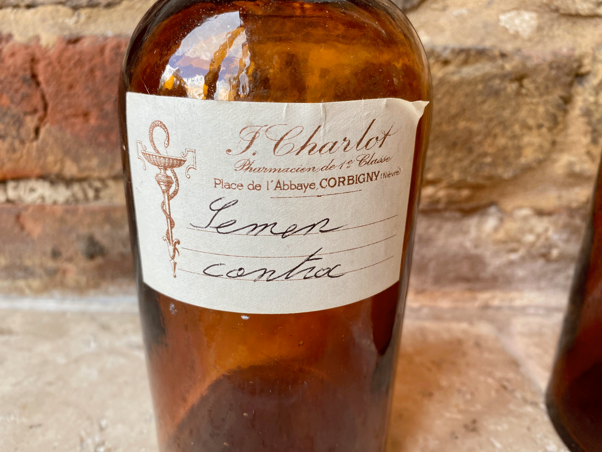 vintage french amber glass glassware bottle pharmacy apothecary