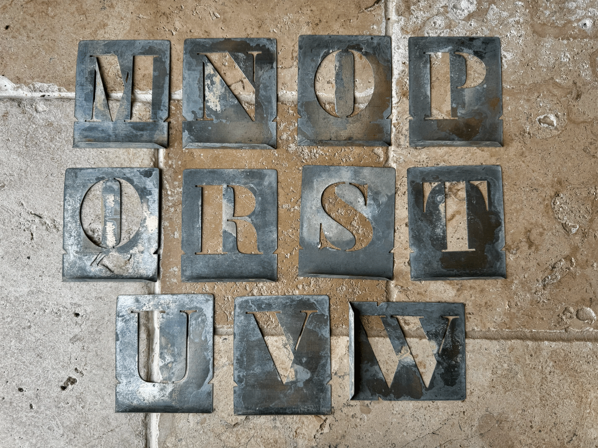 large vintage french art deco tin stencil initial alphabet ampersand