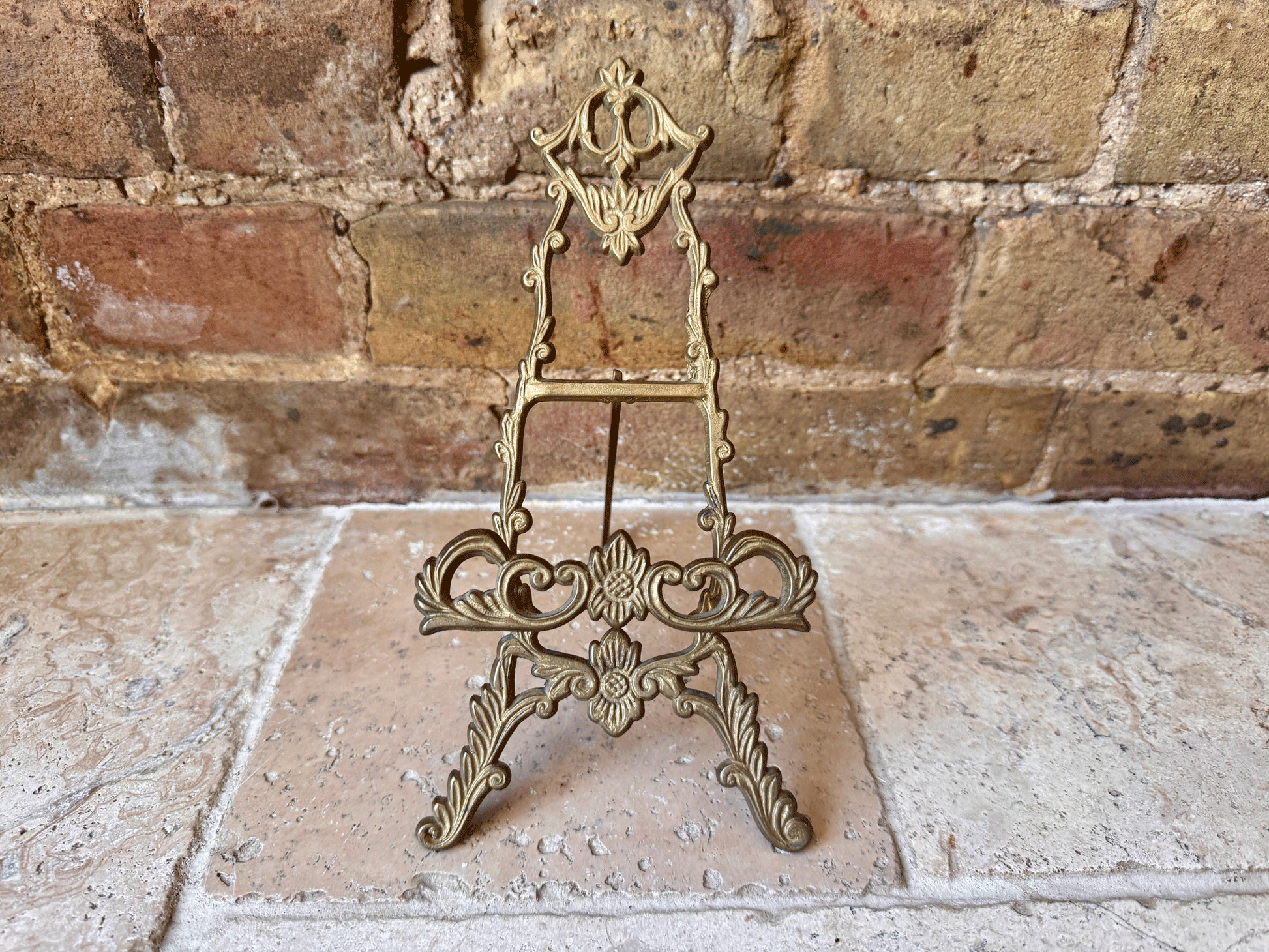 vintage french solid brass decorative small rococo style easel small photo picture display