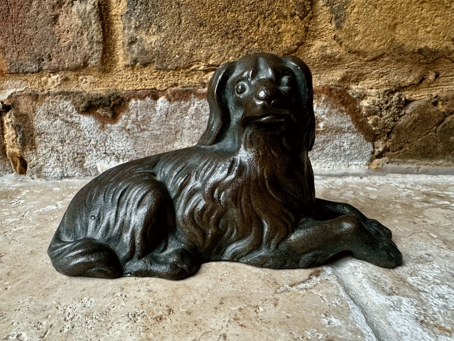 antique vintage french bronze statue dog king charles spaniel