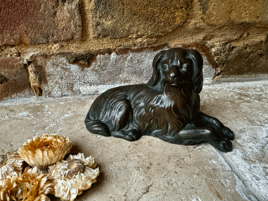 antique vintage french bronze statue dog king charles spaniel