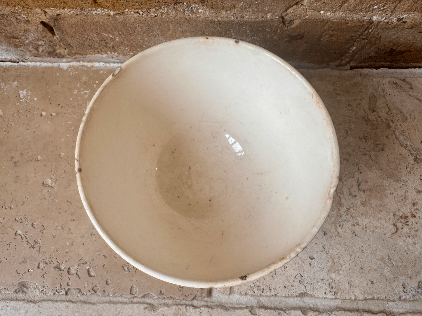 vintage french ironstone hand painted cafe au lait bowl stripes roses