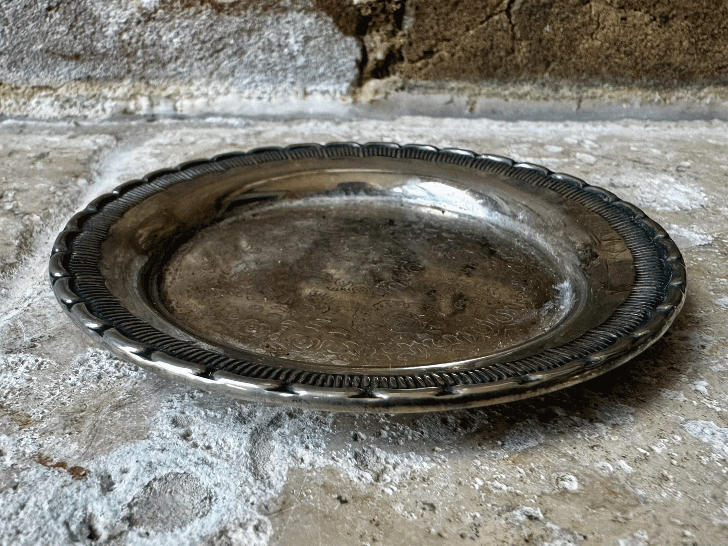 vintage french decorative silver plated wine bottle tray holder trinket jewellery dish