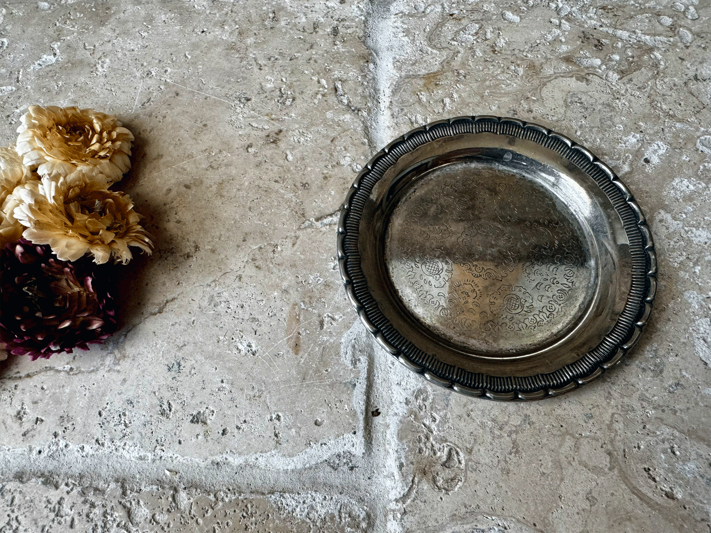 vintage french decorative silver plated wine bottle tray holder trinket jewellery dish