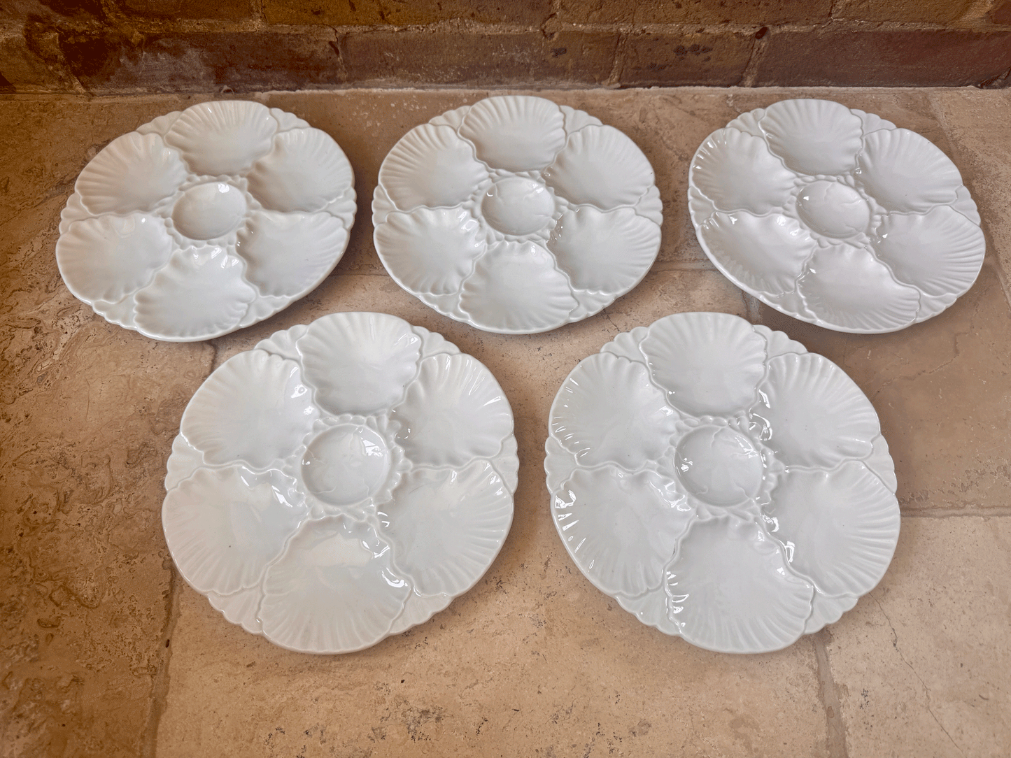 vintage french plain white ironstone oyster  plate