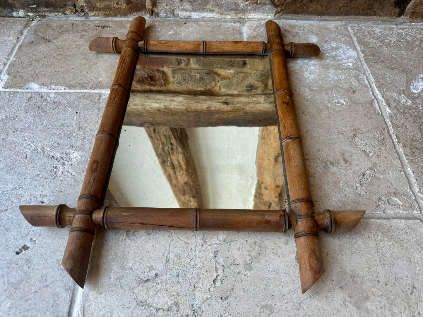 vintage french chinoiserie faux bamboo art deco french wooden framed mirror