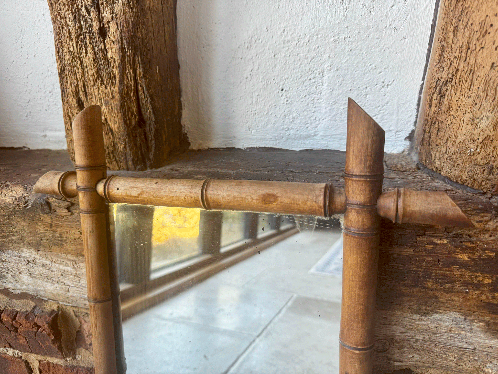 vintage french chinoiserie faux bamboo art deco french wooden framed mirror