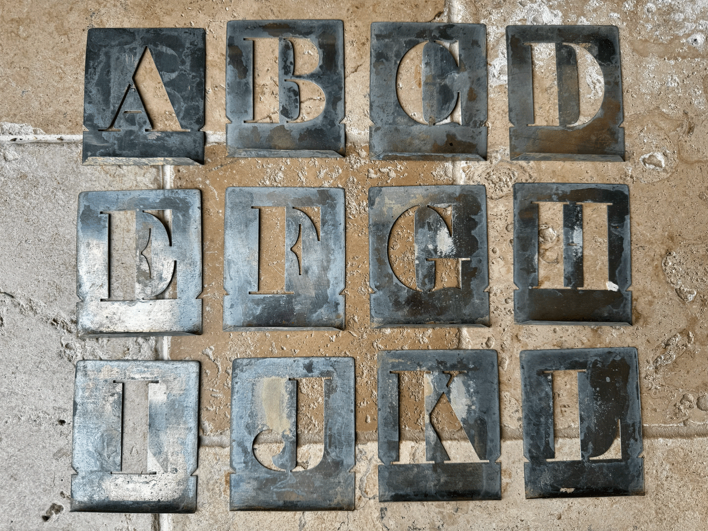 large vintage french art deco tin stencil initial alphabet ampersand