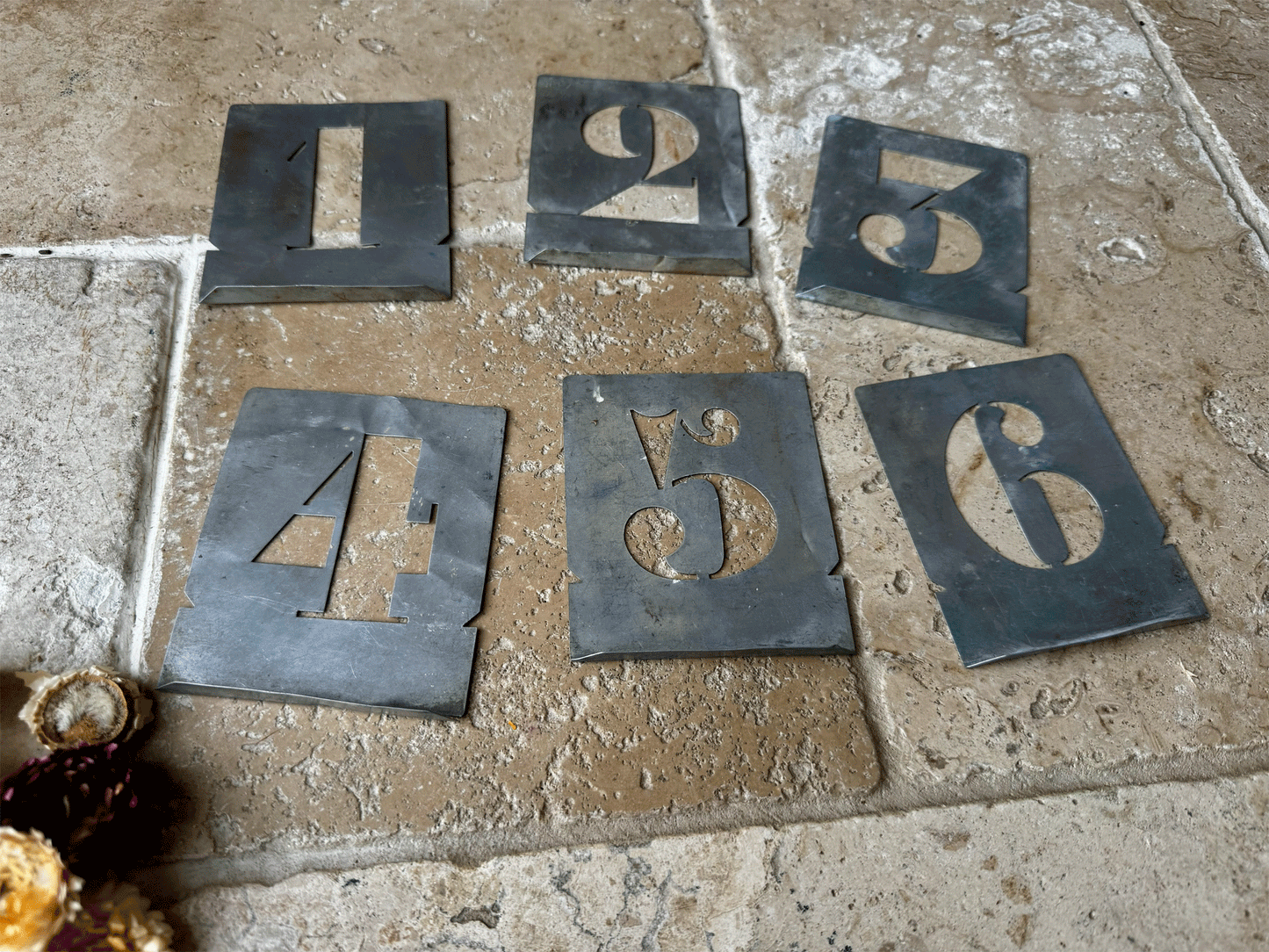vintage french large numerical number tin stencil art deco style