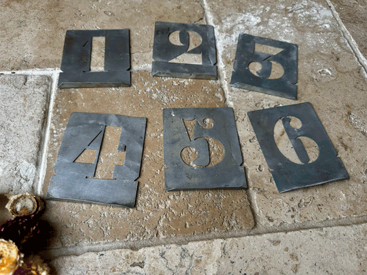 vintage french large numerical number tin stencil art deco style