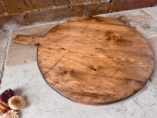 vintage french circular round dough cutting bread board