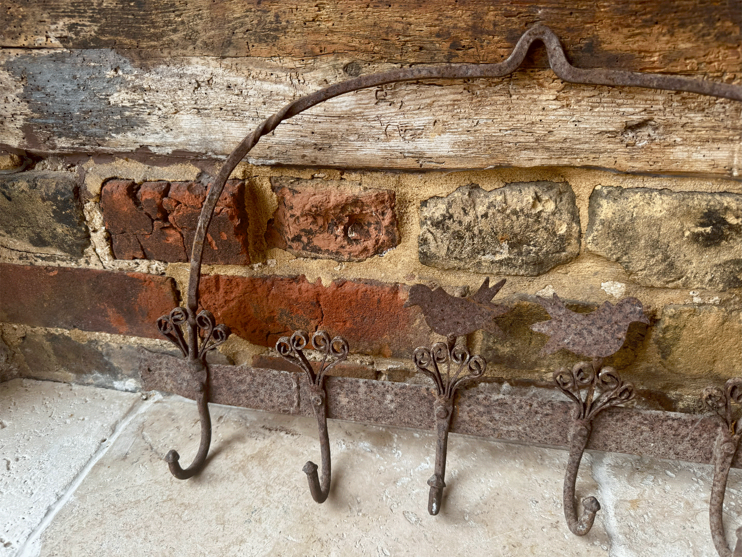 rare antique french set cast iron game hooks