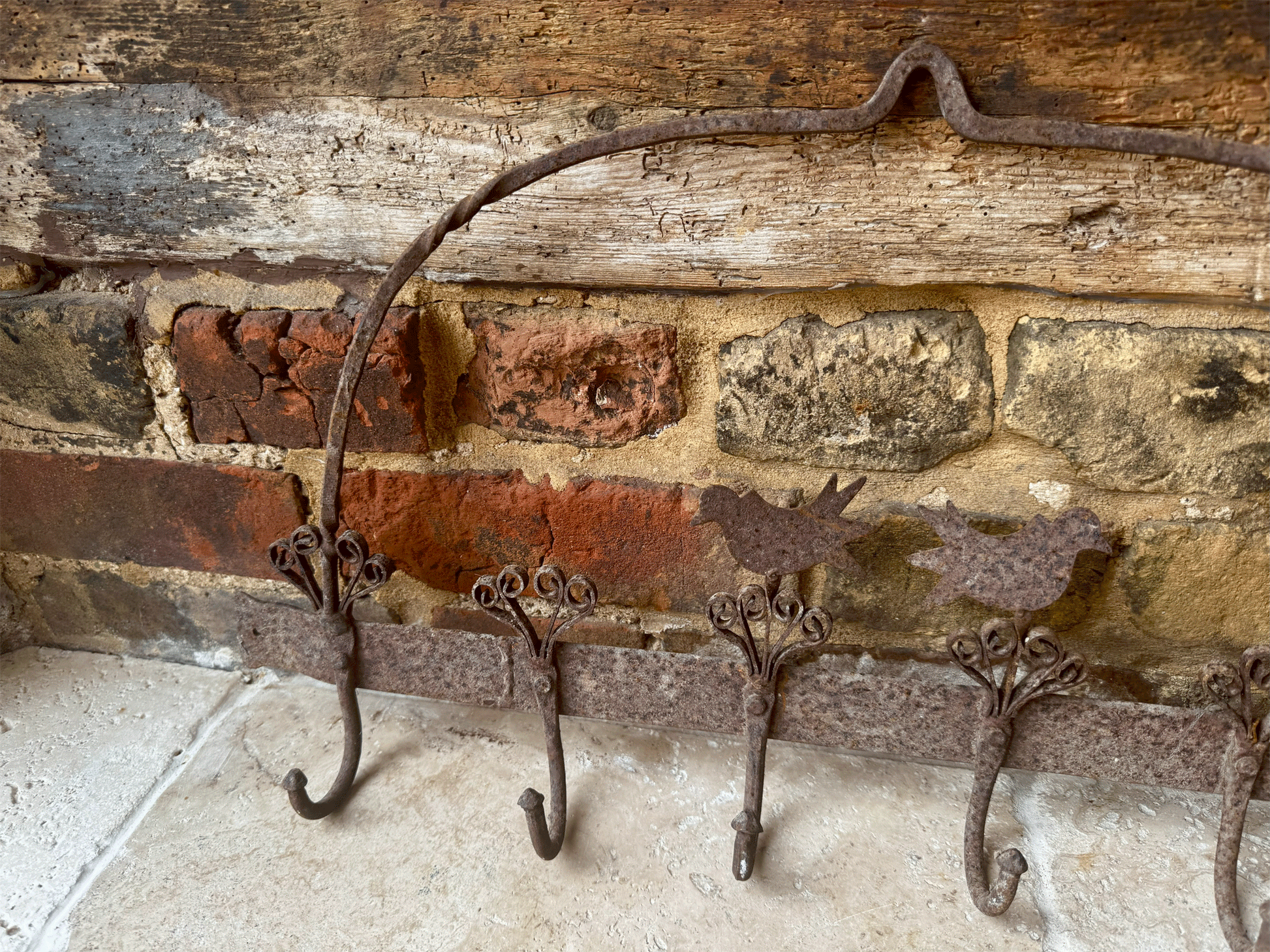 rare antique french set cast iron game hooks