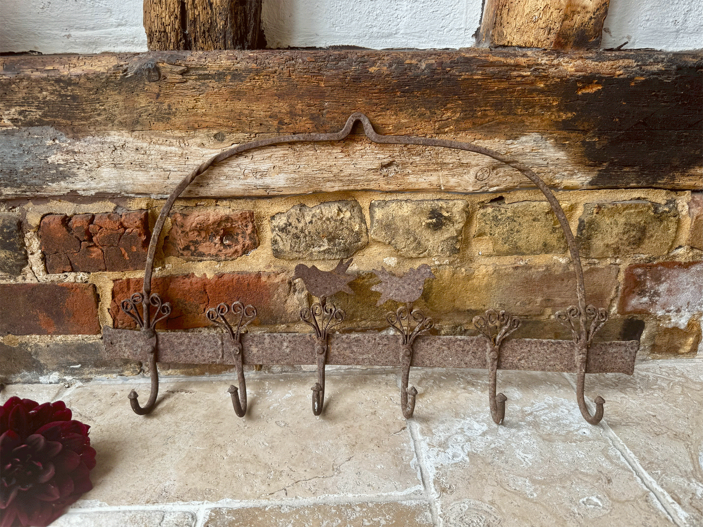 rare antique french set cast iron game hooks