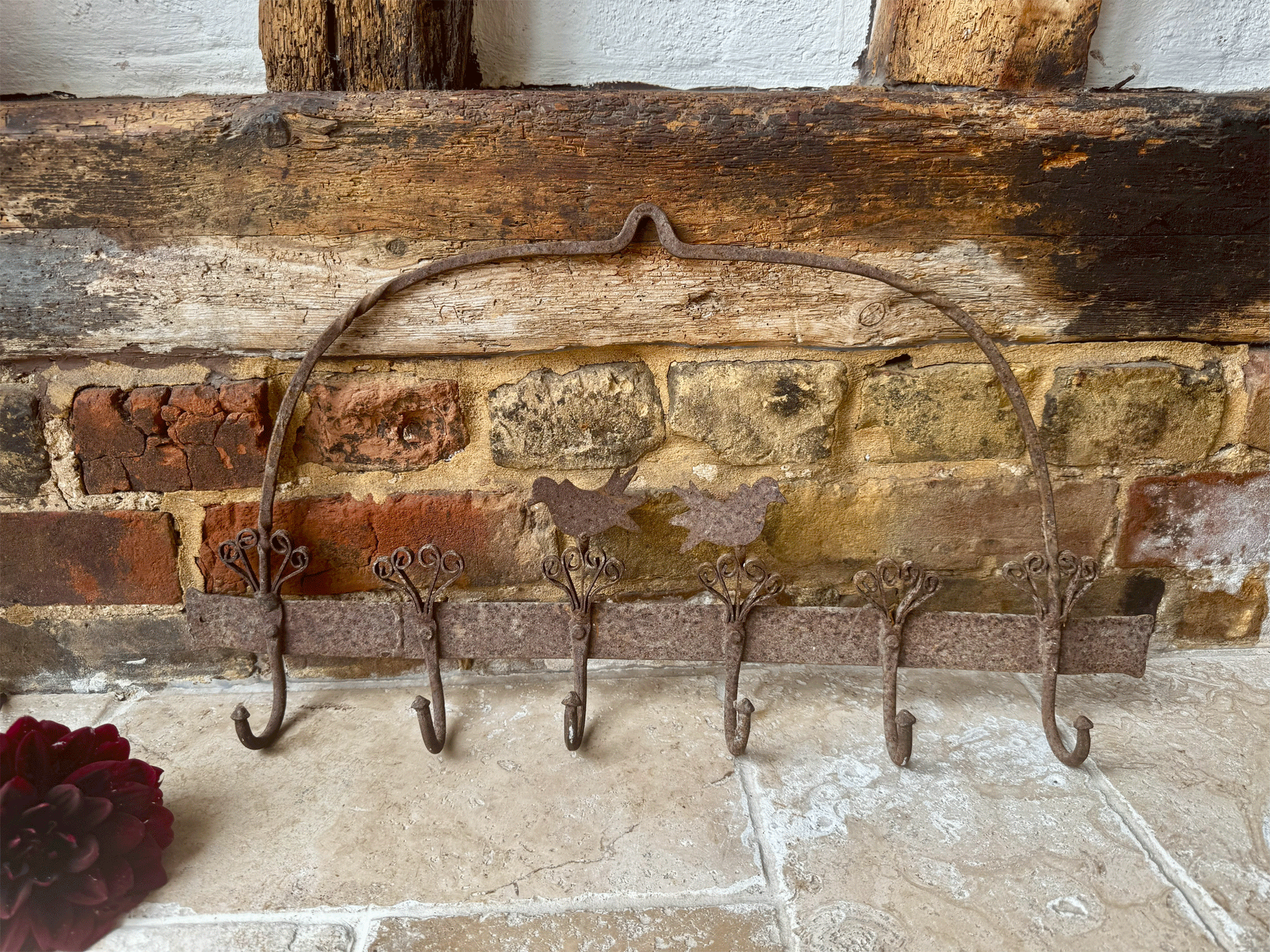 rare antique french set cast iron game hooks
