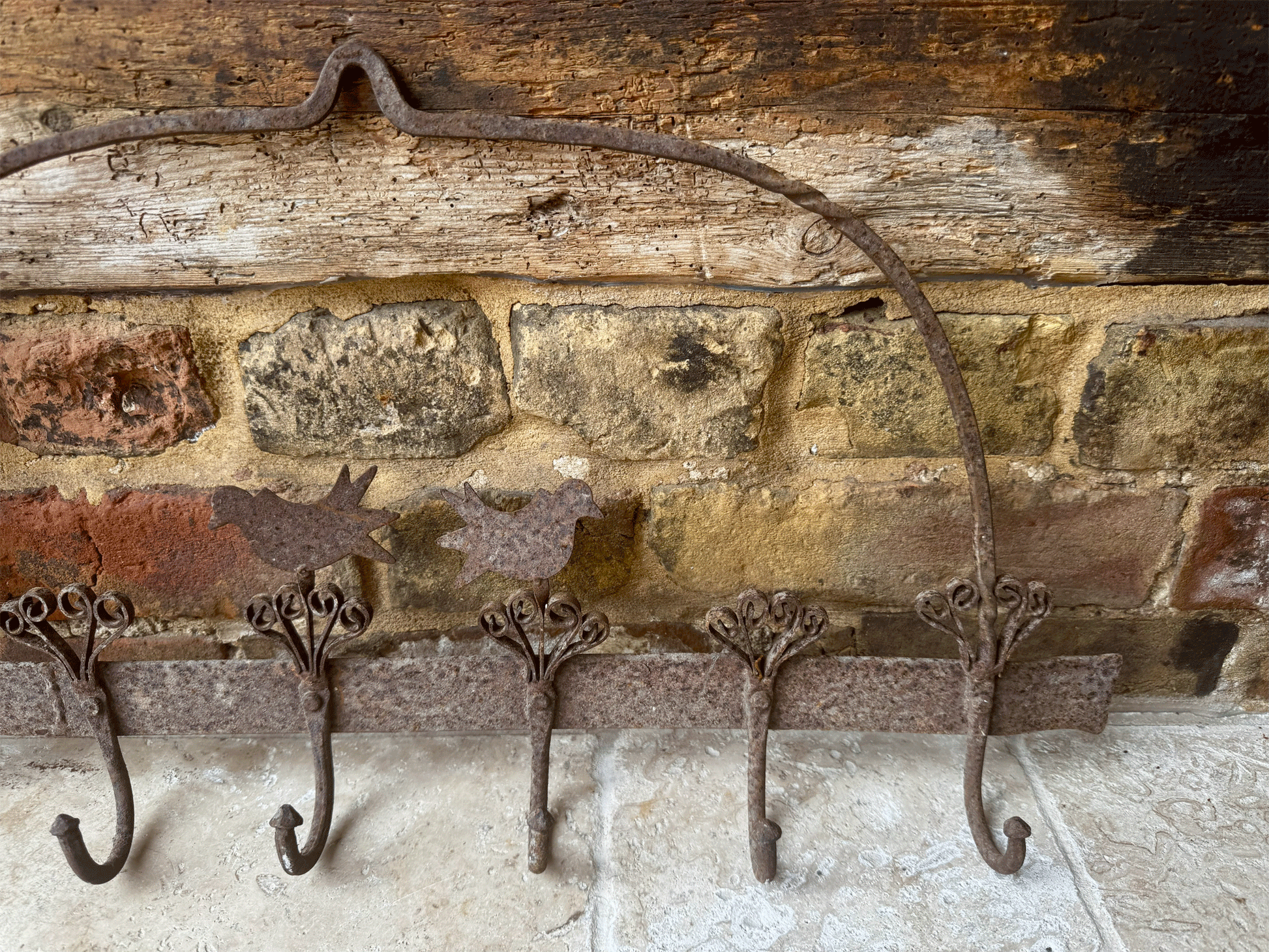 rare antique french set cast iron game hooks