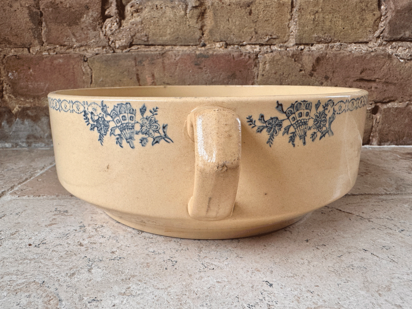 vintage french large twin handled soupiere tureen saladier serving dish bowl