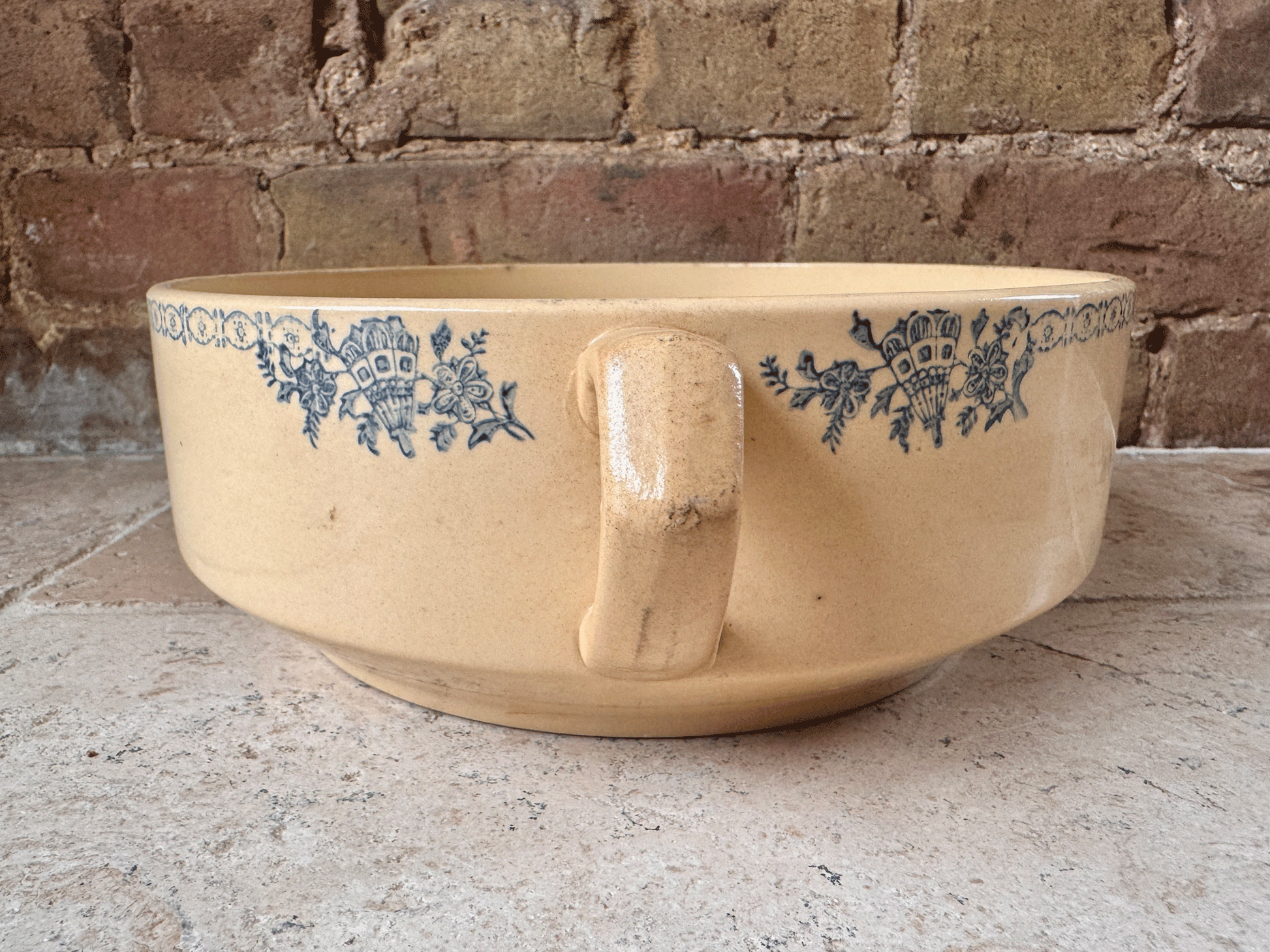 vintage french large twin handled soupiere tureen saladier serving dish bowl