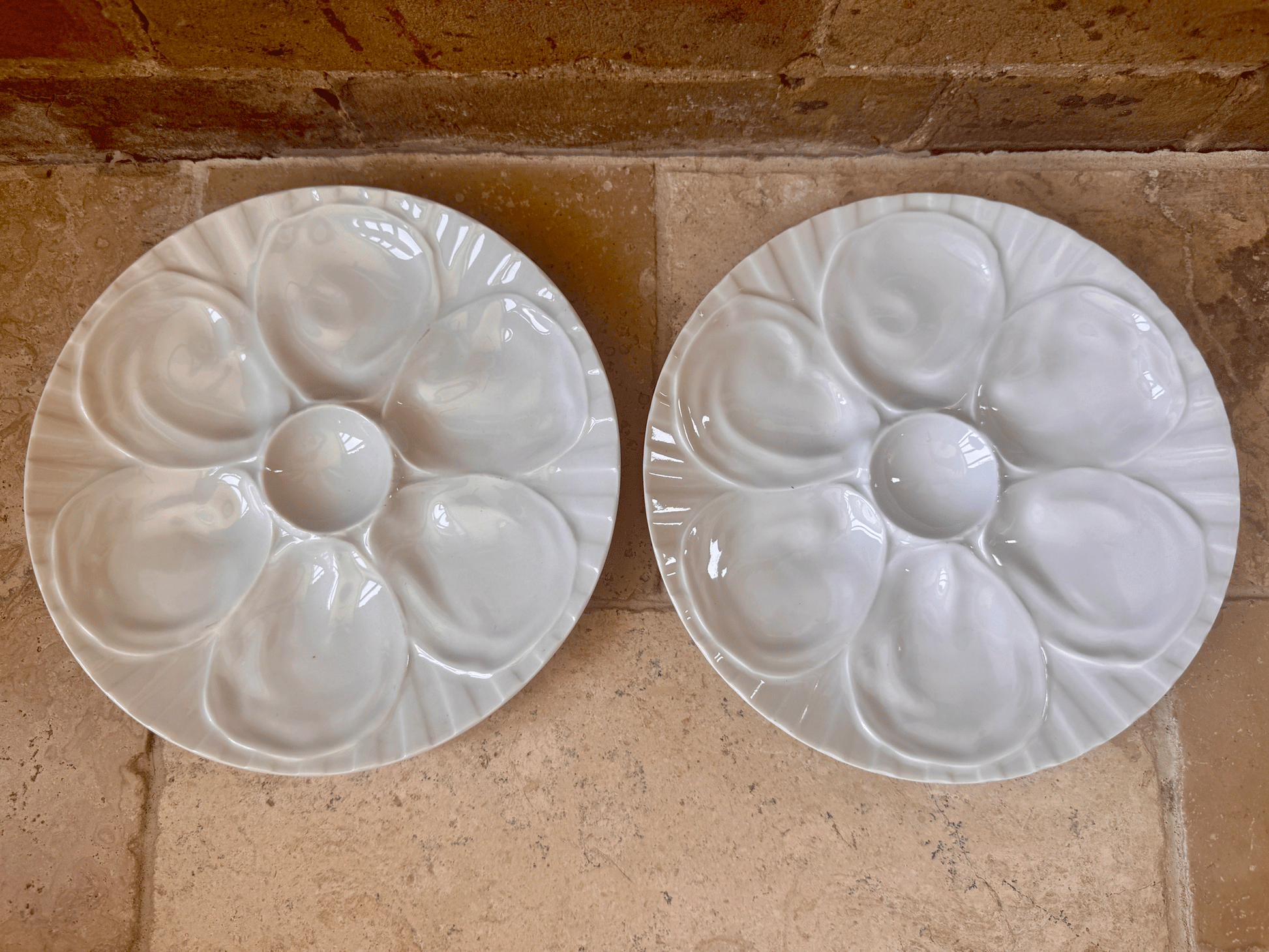 vintage french set two pair pillyvuyt porcelain plain white oyster plates