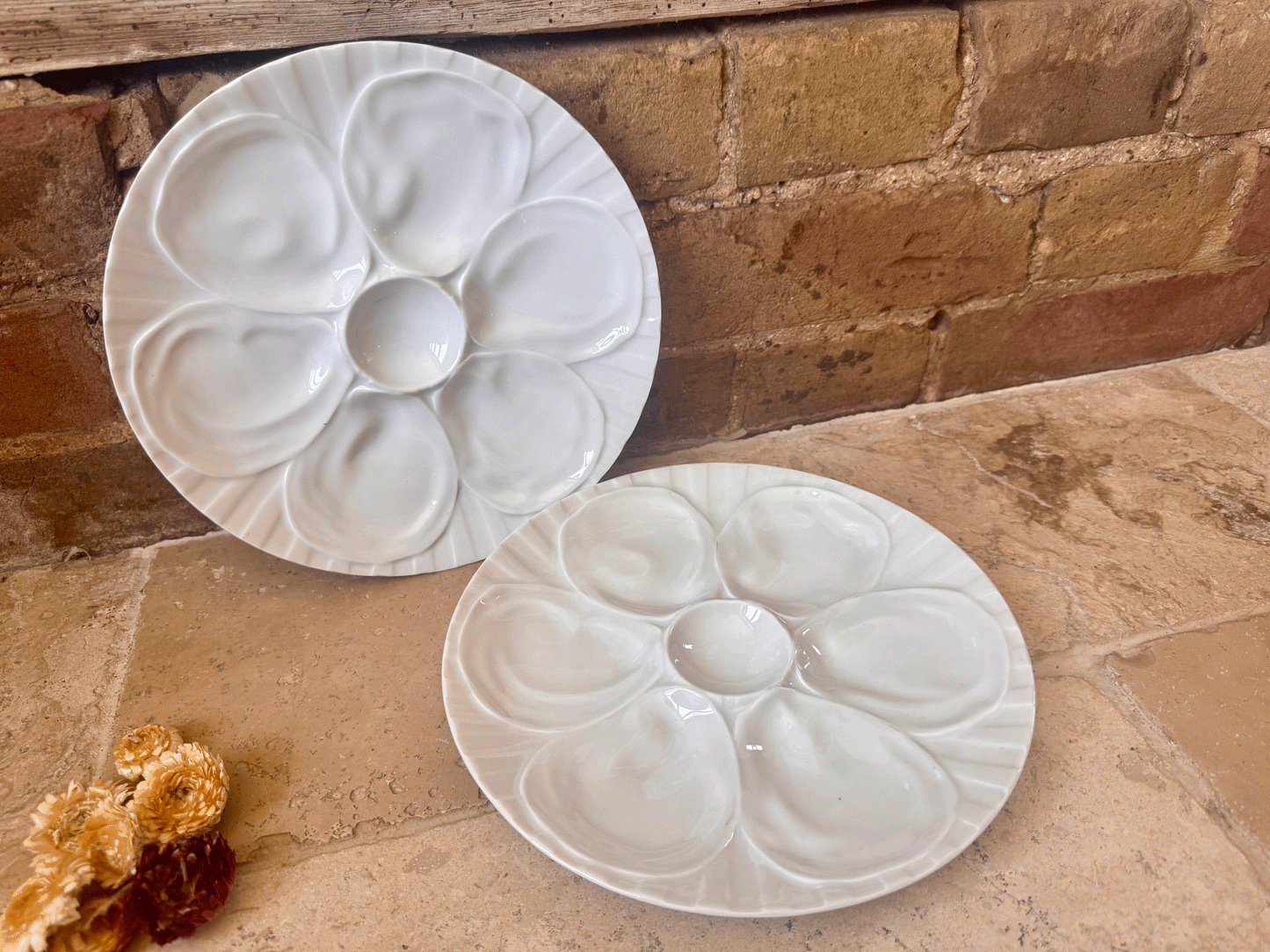 vintage french set two pair pillyvuyt porcelain plain white oyster plates