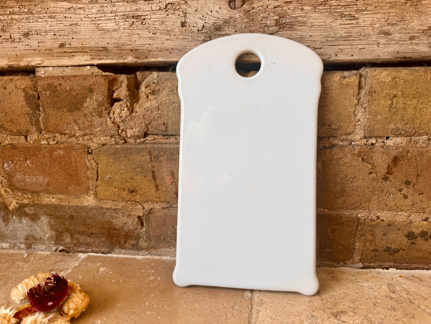vintage french plain white ironstone onion cutting board