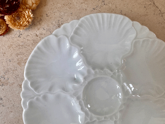 vintage french plain white ironstone oyster  plate
