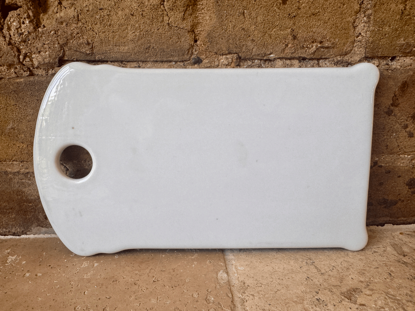 vintage french plain white ironstone onion cutting board