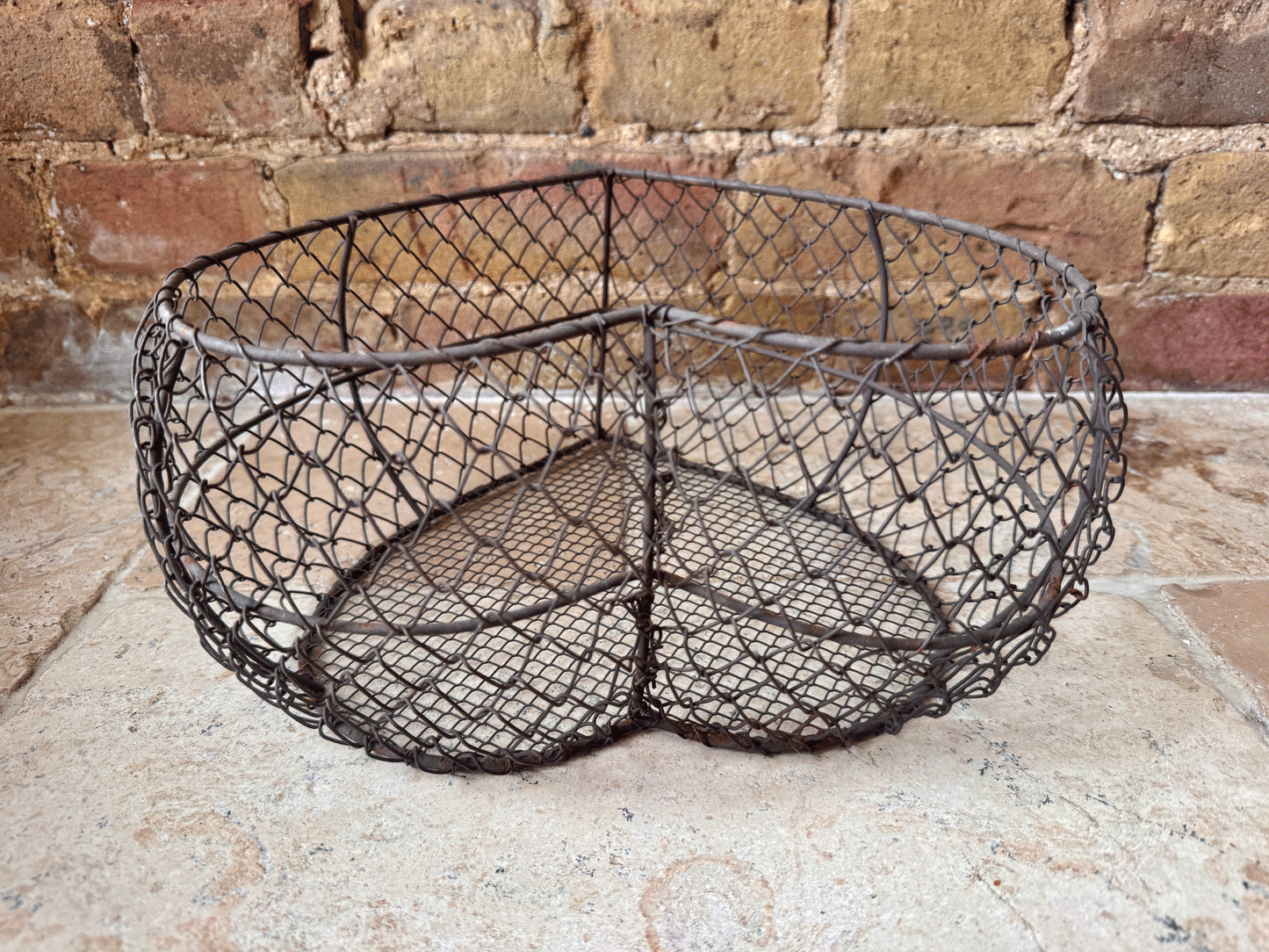 vintage french rustic large wirework heart shaped basket bowl