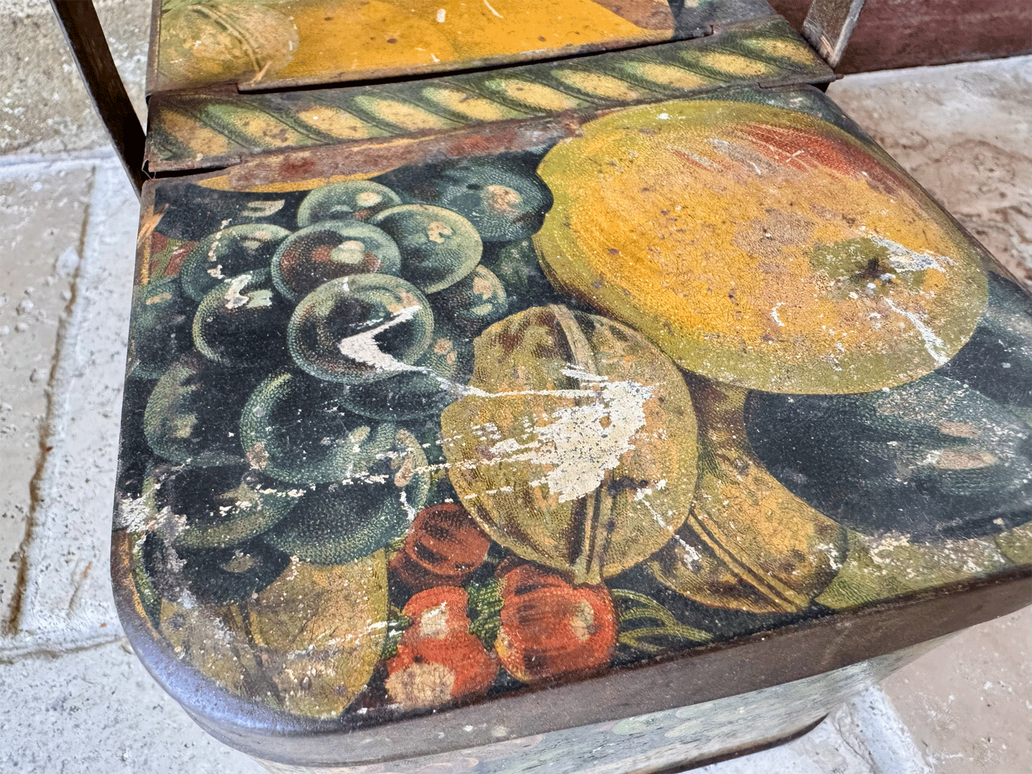 decorative antique vintage french biscuit tin picnic box fruit basket rustic decor