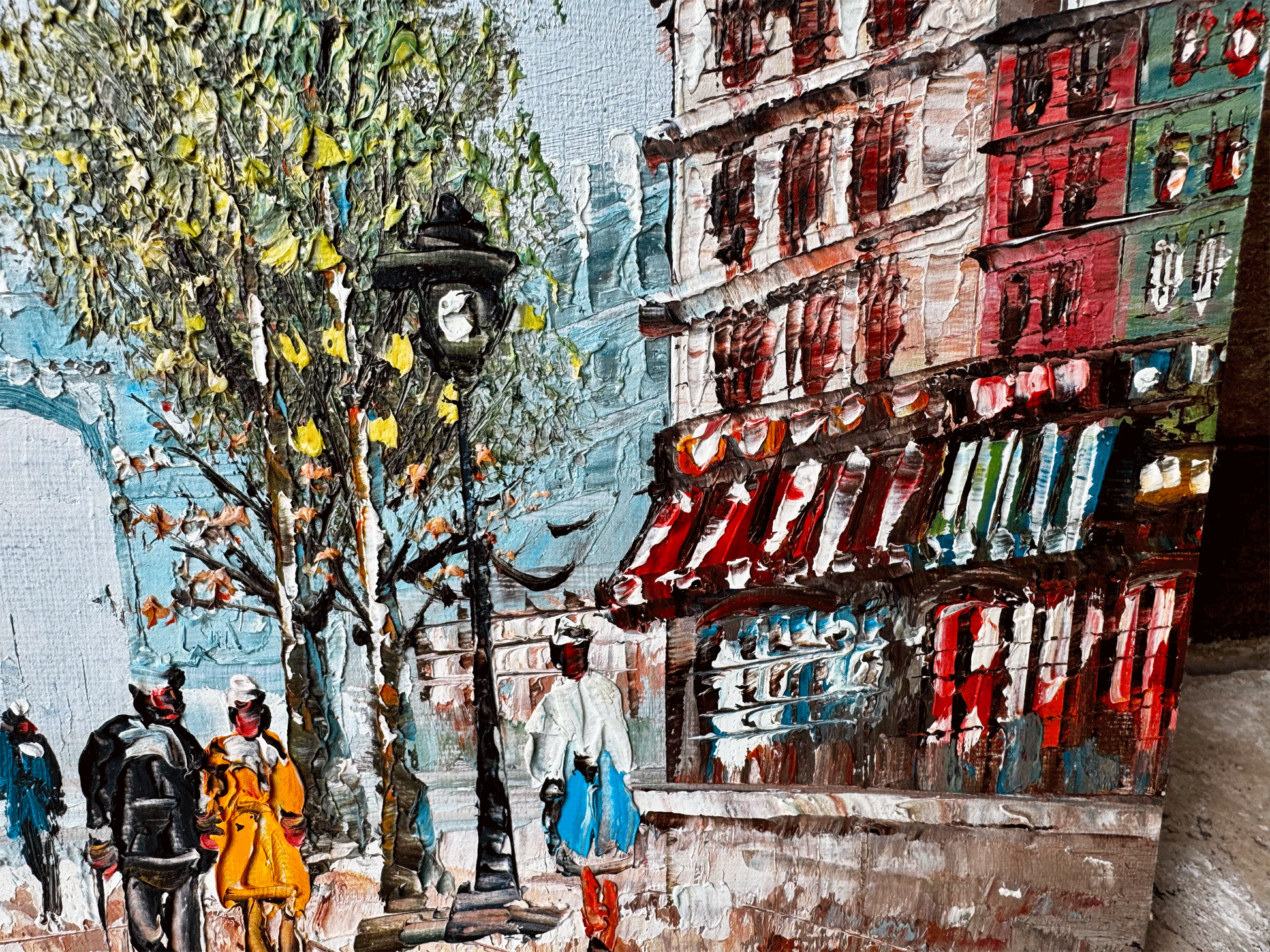 vintage paris tourist scene oil painting signed burnett impressionist style arc triomphe